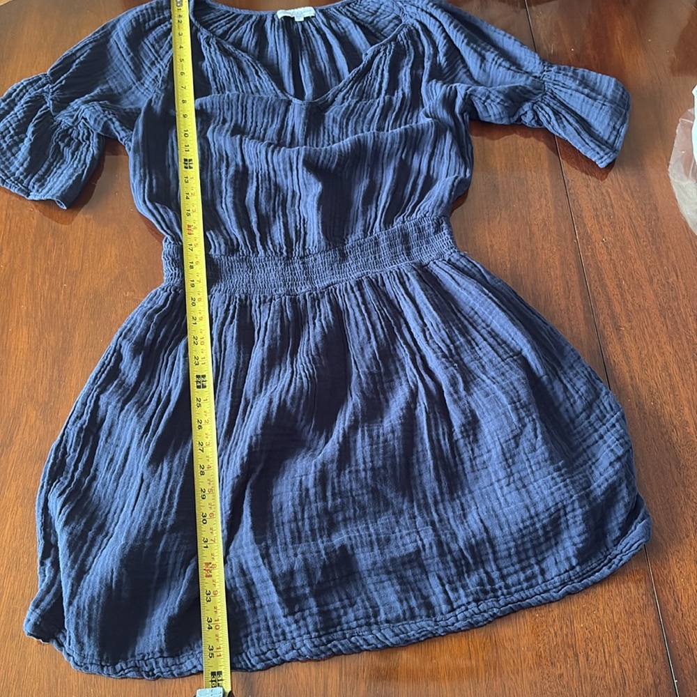 NWOT Michael Stars Navy Katelyn Lined Gauze 100% Cotton V Neck Dress- Size M - Picture 8 of 8